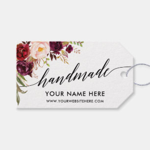 Handgemaakte kalligrafie Bourgondische Bloemen Lab Cadeaulabel