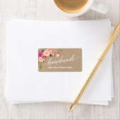Handgemaakte kalligrafie Roze Floral Kraft Etiket (Insitu)