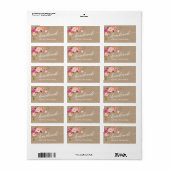 Handgemaakte kalligrafie Roze Floral Kraft Etiket (Full Sheet)