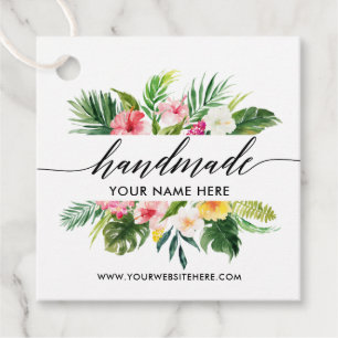 Handgemaakte kalligrafie Script Tropical Floral Bedankjes Labels