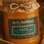 Handgemaakte kerstcadeau rood & groen geplakt stre voedselcontainer etiket