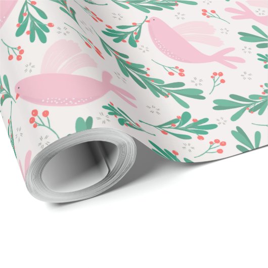 Handgemaakte kerstduif voor Peace Olive Branch Cadeaupapier (Rol Hoek)