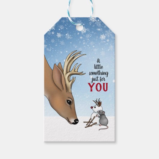 Handgemaakte Kerstmis van hert & muis  Cadeaulabel (Voorkant)