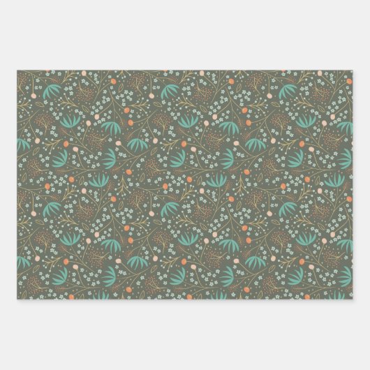 Handgemaakte kleurrijke kerstbloemen inpakpapier vel (Voorkant 2)