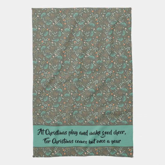 Handgemaakte kleurrijke kerstflora theedoek (Verticaal)