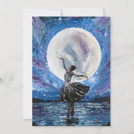 Handgemaakte kunst - dansen met de maan  feestdagenkaart