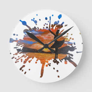 Handgemaakte kunst / Dansen met zonnen Ronde Klok