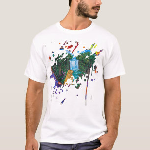     Handgemaakte Kunst – Hond bij de Waterval  T-shirt