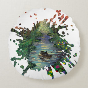 Handgemaakte kunst - Sinaasappelbomen Rond Kussen