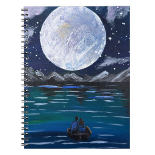 Handgemaakte kunst - Verliefd in het maanlicht Notitieboek