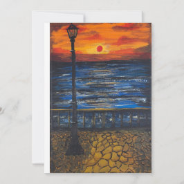 handgemaakte kunst/ Zonsondergang aan zee Kaart