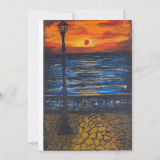 handgemaakte kunst/ Zonsondergang aan zee Kaart