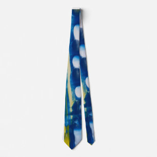 handgemaakte kunstwerk/Blauw en geel  Stropdas