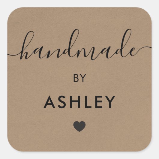 Handgemaakte Labels, aangepast Kraft-Label voor kr Vierkante Sticker (Voorkant)