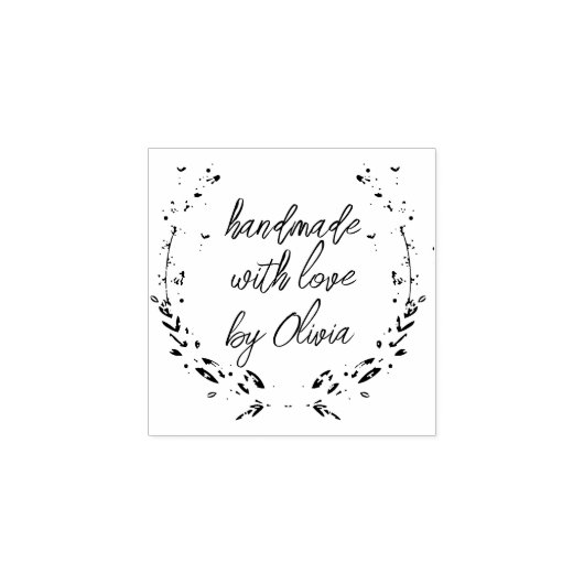 Handgemaakte lavendel harten krans rubberen stempe 	rubberstempel (Afrduk)