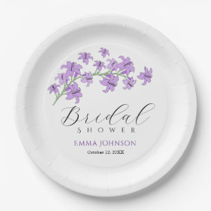 Handgemaakte Lavendel Lelie Bruiloftsshower Papier Papieren Bordje