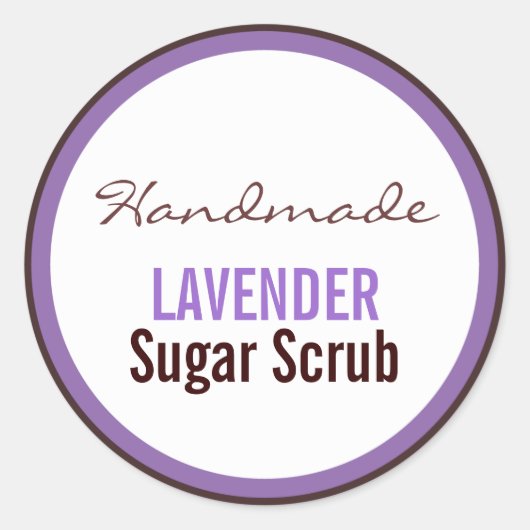 Handgemaakte Lavendel Suiker Scrub Ronde Sticker (Voorkant)