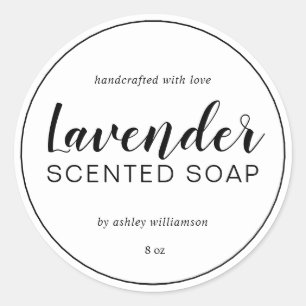 Handgemaakte lavender Soap Chic Calligraphy White Ronde Sticker