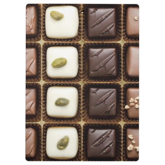 Handgemaakte luxe chocolade in een doos klembord (Achterkant)