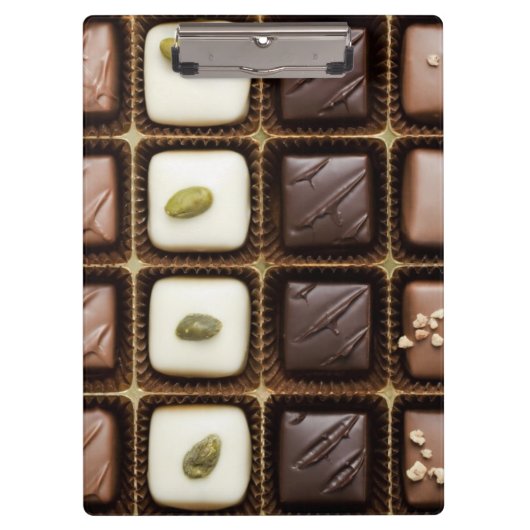 Handgemaakte luxe chocolade in een doos klembord (Voorkant)