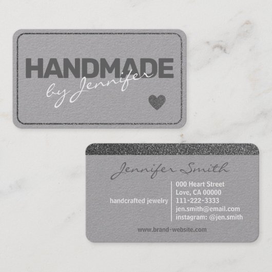 Handgemaakte minimalistische Plain Grey Simple Sty Visitekaartje (Voorkant / Achterkant)