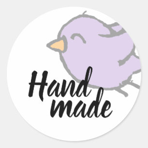 Handgemaakte Mop Cadeautje Vogel Tekening Ronde Sticker