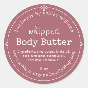 Handgemaakte Organic Body Butter Label Dusty Roos