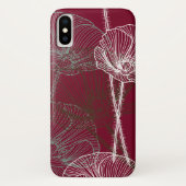 Handgemaakte papavers op donkerrood Case-Mate iPhone case (Achterkant)