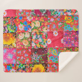 Handgemaakte patchwork-quilt met floreel patroon a sherpa deken (Voorkant (horizontaal))