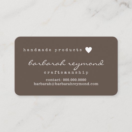Handgemaakte producten vakmanschap bruin visitekaartje (Voorkant)