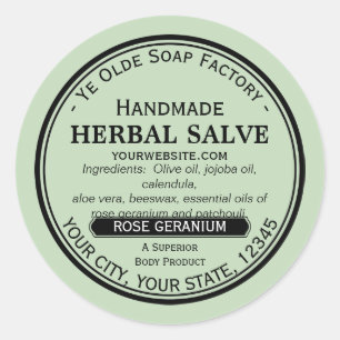 Handgemaakte ronde Salve Lotion Labels Ouderwets