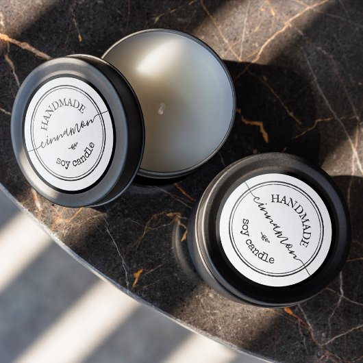 Handgemaakte script zwart rand productlabel ronde sticker