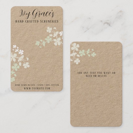 Handgemaakte scrunchiekaart visitekaartje (Voorkant / Achterkant)