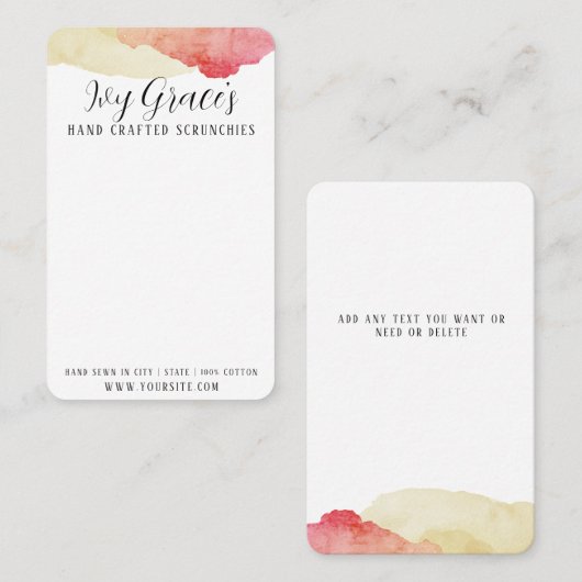 Handgemaakte scrunchiekaart visitekaartje (Voorkant / Achterkant)