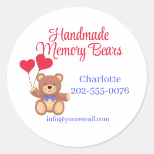 Handgemaakte Teddy Memory Beer Business Ronde Sticker
