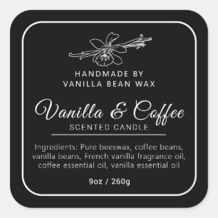 Handgemaakte vanille koffie kaars mono ingrediënte vierkante sticker