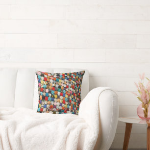 Handgemaakte veelkleurige patchwork, cirkels kusse kussen