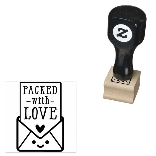 HANDGEMAAKTE VERPAKKING schattig verpakt met liefd Rubberstempel (Gestempeld)