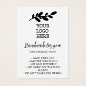 Handgemaakte wasinstructies Sociale media Logo Visitekaartje (Voorkant)