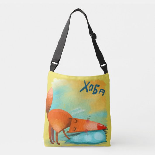 Handgemaakte Waterverf Funny Fox Crossbody Tas (Voorkant)