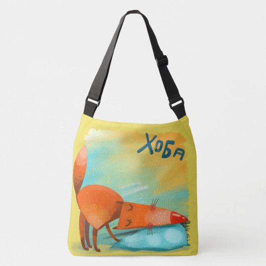 Handgemaakte Waterverf Funny Fox Crossbody Tas (Voorkant)