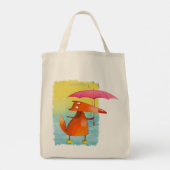 Handgemaakte Waterverf Funny Fox Tote Bag (Achterkant)