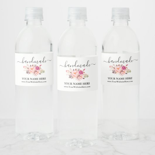 Handgemaakte Waterverf Roze Floral etiket op doos (Flessen)