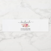 Handgemaakte Waterverf Roze Floral etiket op doos (Enkel label)