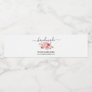 Handgemaakte Waterverf Roze Floral etiket op doos