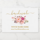 Handgemaakte Waterverf Roze Floral Gold Product La Sparkling Wijnetiket (Enkel label)