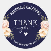 Handgemaakte zakelijke dank aan de legant Floral N Ronde Sticker (Voorkant)