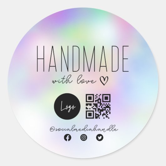 handgemaakte zakelijke QR-code Ronde Sticker (Voorkant)