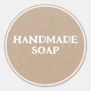 Handgemaakte Zeep Bruin Kraft Papier Retro Ronde Sticker