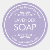 Handgemaakte zeep  Floral Lavender Ronde Sticker (Voorkant)
